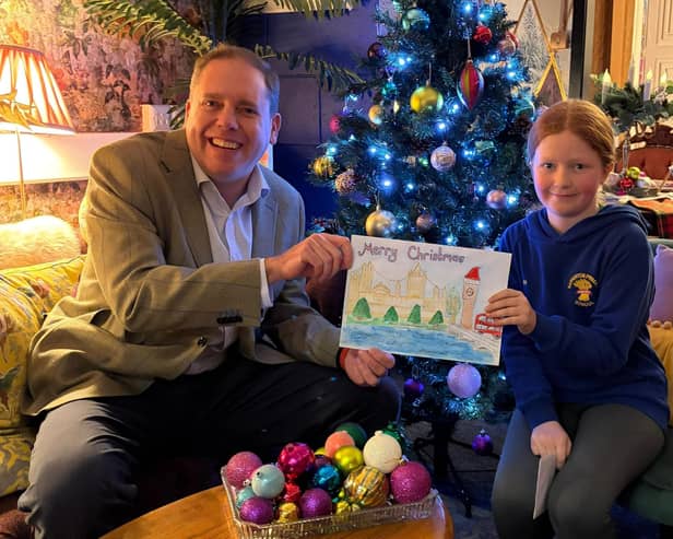 MP Charlie Dewhirst with last year's winner Beatrix Rogerson.