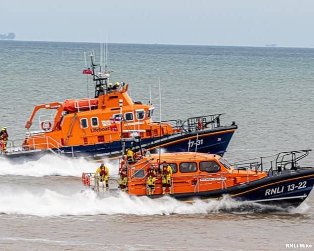 Photograph is of both the Bridlington and Humber Lifeboats on exercise earlier this year. Image: RNLI/Mike Milner