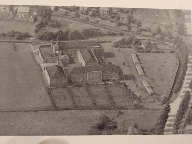 A photo showing the Sixth Form building before a lot of development had taken place in the area.