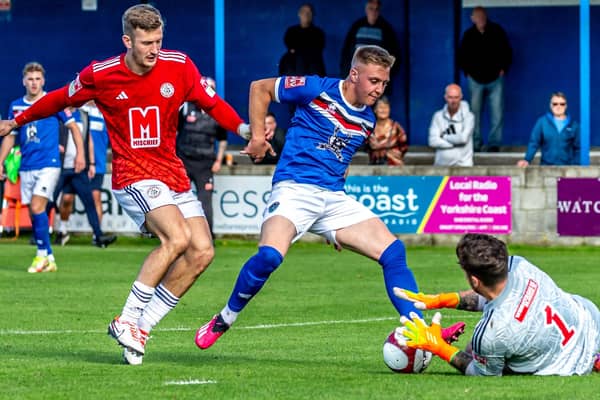 Aaron Haswell scored twice for Whitby Town in their cup win at Goole on Friday night.