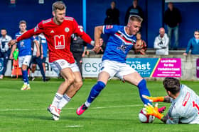 Aaron Haswell scored twice for Whitby Town in their cup win at Goole on Friday night.