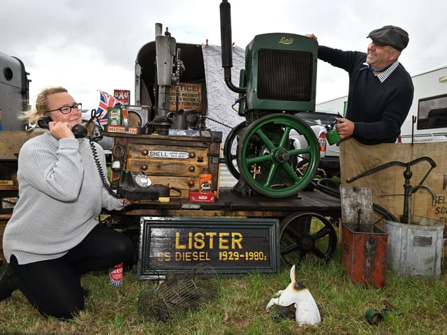 Kelly and Darren Lees with their engine.