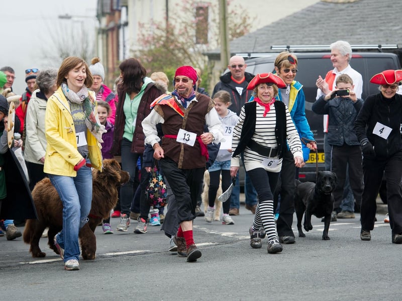 Walkers gather and set off at The Nags Head in Scalby