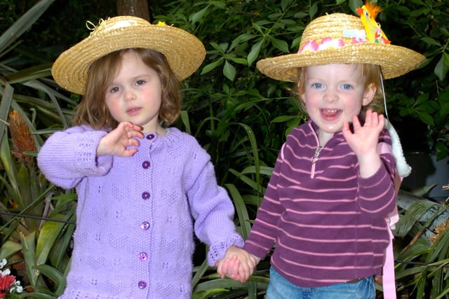 Friends Isobella Hill, two, and Lucy Marston-Bolton, two, from Hunters Bar pictured at the Winter gardens in 2009