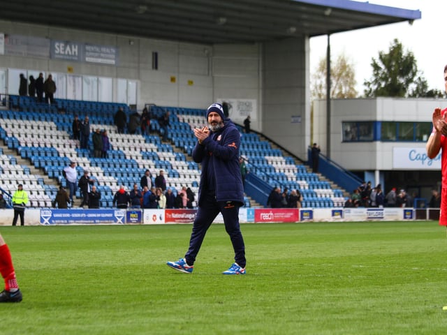 Boro boss Jono Greening thanks the travelling Seadogs fans.