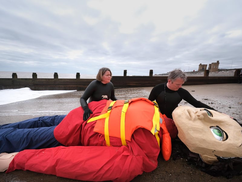 Aura - the survivor, stood 16 feet above the crowds in Withernsea, Hornsea, Whitby, Filey, Bridlington and Scarborough.