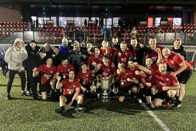 Itis Itis Rovers, pictured here after winning the League Cup against West Pier, aim to sign off in style in Friday's League Trophy final.