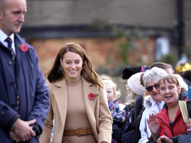 Kate looked immaculate in a camel coloured outfit