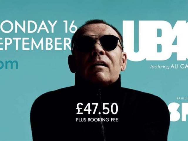 UB40 Featuring Ali Campbell are coming to Bridlington Spa on September 16. UB40 featuring Ali Campbell have announced a date at Bridlington Spa in 2024 celebrating the biggest songs from the UK's most successful Reggae band of all-time. The band recently celebrated 40 years since the release of UB40's seminal album 'Labour of Love' on 12th September 1983, which produced the groundbreaking hits that will be performed on this tour such as 'Cherry Oh Baby', 'Many Rivers to Cross', 'Please Don't Make Me Cry', and of course the ubiquitous 'Red Red Wine' which topped the charts both sides of the Atlantic.