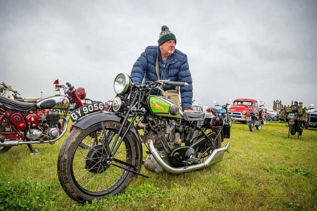 Nick Dilnot with his Panther motorcycle, a model 100 built in Cleckheaton in 1930