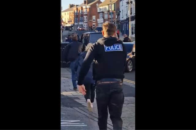 Police halted traffic in Scarborough during the execution of the warrant