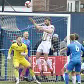 Skipper Tom Allan scored the second goal for Bridlington Town in their 3-2 loss on the road at high-flyers Dunston on Saturday. Photo by Alexander Fynn