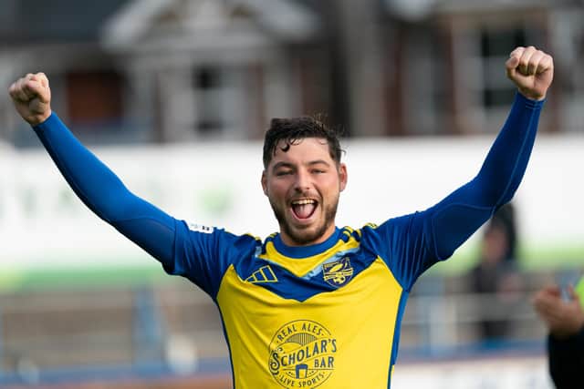 Ste Walker celebrates scoring in the 3-2 win away against King's Lynn on October 4. Photo by Wandering Photography