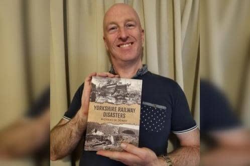 Bridlington author Richard M Jones is pictured with his Yorkshire Railway Disasters book.