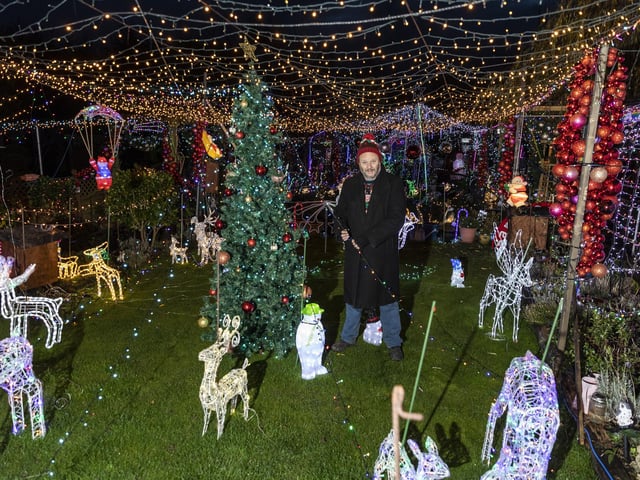 Nigel Watkinson, 56, has transformed his garden in Scarborough, into a winter wonderland.