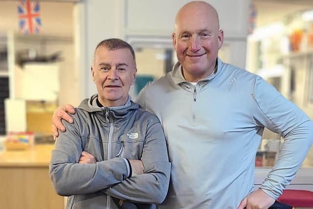 Alan Landers, right, beat North Cliff clubmate Ian Richardson in the Dukes Park Singles Merit final.