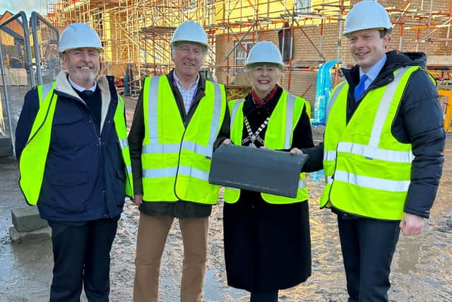 From left: The Mayfield Care Home’s General Manager Adam Kane, Scarborough Borough Council’s Mayfield Ward Cllr John Nock, Mayor of Whitby, Cllr Linda Wild and Cromwell Care’s CEO Tobyn Dickinson.