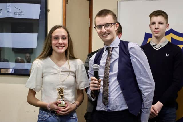 Maelys Price receives her award at the BRR presentation evening.