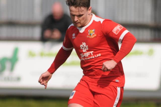 Matty Dixon in action for Bridlington Town in their 1-0 home win against Stocksbridge Park Steels.