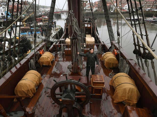 Crew member Pau Ceballos on a much wetter day today (July 9).