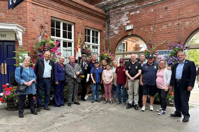The Mayor of Bridlington, nearby school children, veterans' groups and others attended a the grand unveiling of Ernest Barker's new plaque.