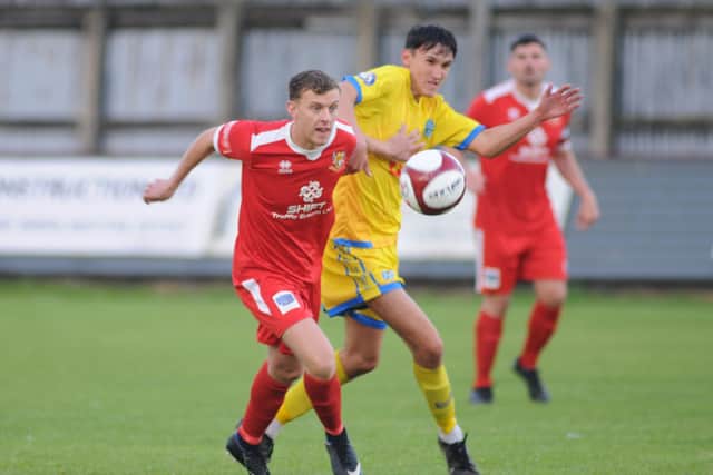 Ellis Barkworth was on target in Bridlington Town's 1-0 win on the road at Grimsby BOrough on Saturday. PHOTO BY DOM TAYLOR