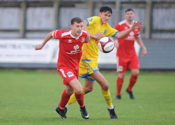 Ellis Barkworth was on target in Bridlington Town's 1-0 win on the road at Grimsby BOrough on Saturday. PHOTO BY DOM TAYLOR