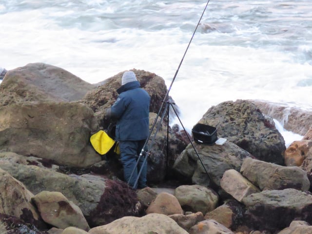 Hardy fisherman on the Marine Drive.