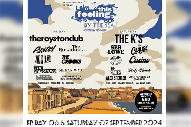 This Feeling By The Sea will take place on Friday, September 6 and Saturday, September 7 at Bridlington Spa.