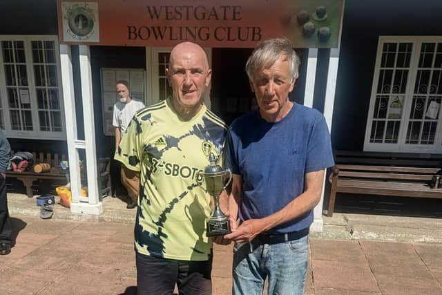 Whitby's Tim Purcell, left, won the Westgate Over-60s Singles Merit final against Dukes Park's Geoff Price.
