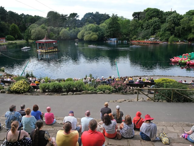 Thousands of people gather in Peasholm Park each year to watch the battles
