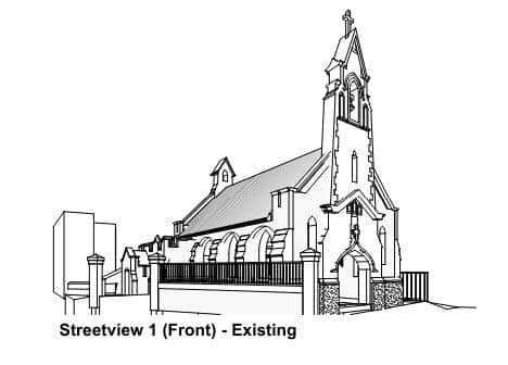 Proposed elevations/visualisation of Manor Road Chapel. Courtesy View Form Architects