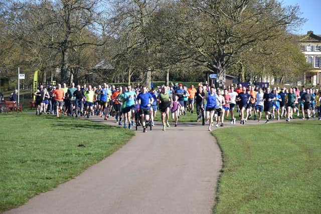 The runners race away from the start of the Sewerby Parkrun on Saturday morning.