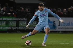 Ryan Whitley in action for Boro during a loan spell in in the 2021-22 season. PHOTO BY MORGAN EXLEY
