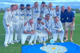 Former Whitby CC skipper Luke Jarvis, fourth from right on the back row, celebrates the county championship win with his Yorkshire CCC teammates.
