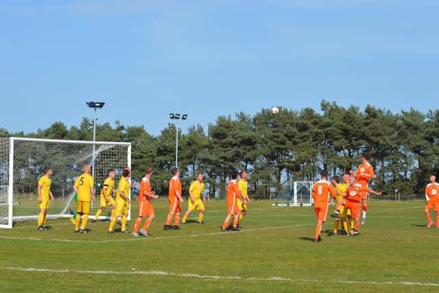 Sebastien Marras' header levels it for Heslerton in their 3-2 home win against Ryedale.
