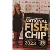 Jayne and Gary Sharples, management at Lighthouse Fisheries, accepting their well-earned Best Newcomers award at a London presentation evening.