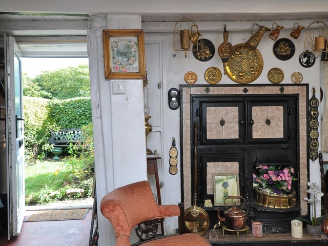 View from the sitting room out to the cottage garden.