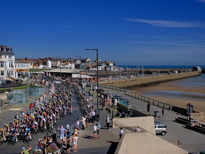 The Tour of Britain races along Bridlington Seafront.