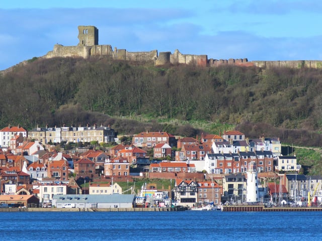 Scarborough Castle looking down on the harbour and old town, by Tony Freeman.