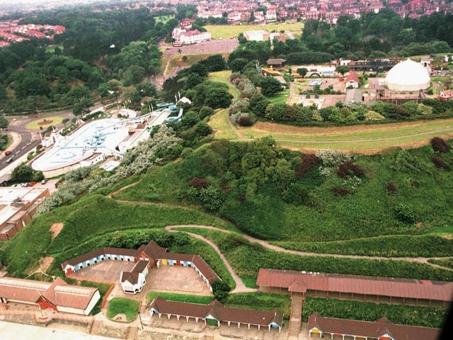 Part of the Atlantis site, Mr Marvels and North Bay chalets as seen from the sky.