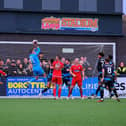 Scarborough Athletic in action against Forest Green in the FA Cup first round tie.