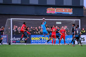 Scarborough Athletic in action against Forest Green in the FA Cup first round tie.
