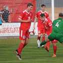 Matty Dixon, in action for Brid Town earlier this season, is now playing for North Ferriby. PHOTO BY DOM TAYLOR