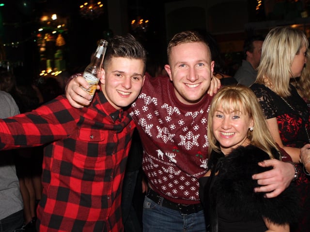 Shaniqua, Nick and Solomon getting into the spirit in the Barbican