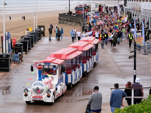 The iconic Bridlington land train leads the parade.