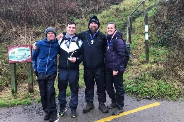 From right: Lucie Cardwell, Gary Rigby, Harry Schofield and Stephen Hepples completed the Cleveland Way 100km hike.