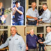 Margaret Sharp, Stuart Cross, Scott Vardy and David Freeman being presented with their long service medals - Image: RNLI/Rod Newton