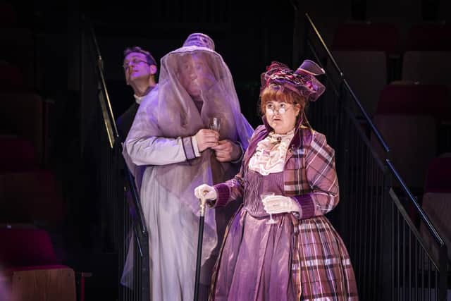 Ben Fensome, Dyfrig Morris and Jessica Ellis in Pride and Prejudice (credit: Pamela Raith)