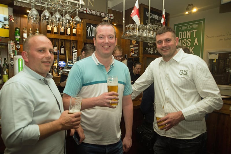 Dave, John and Dave catch up over a pint in The Dickens Bar & Inn.